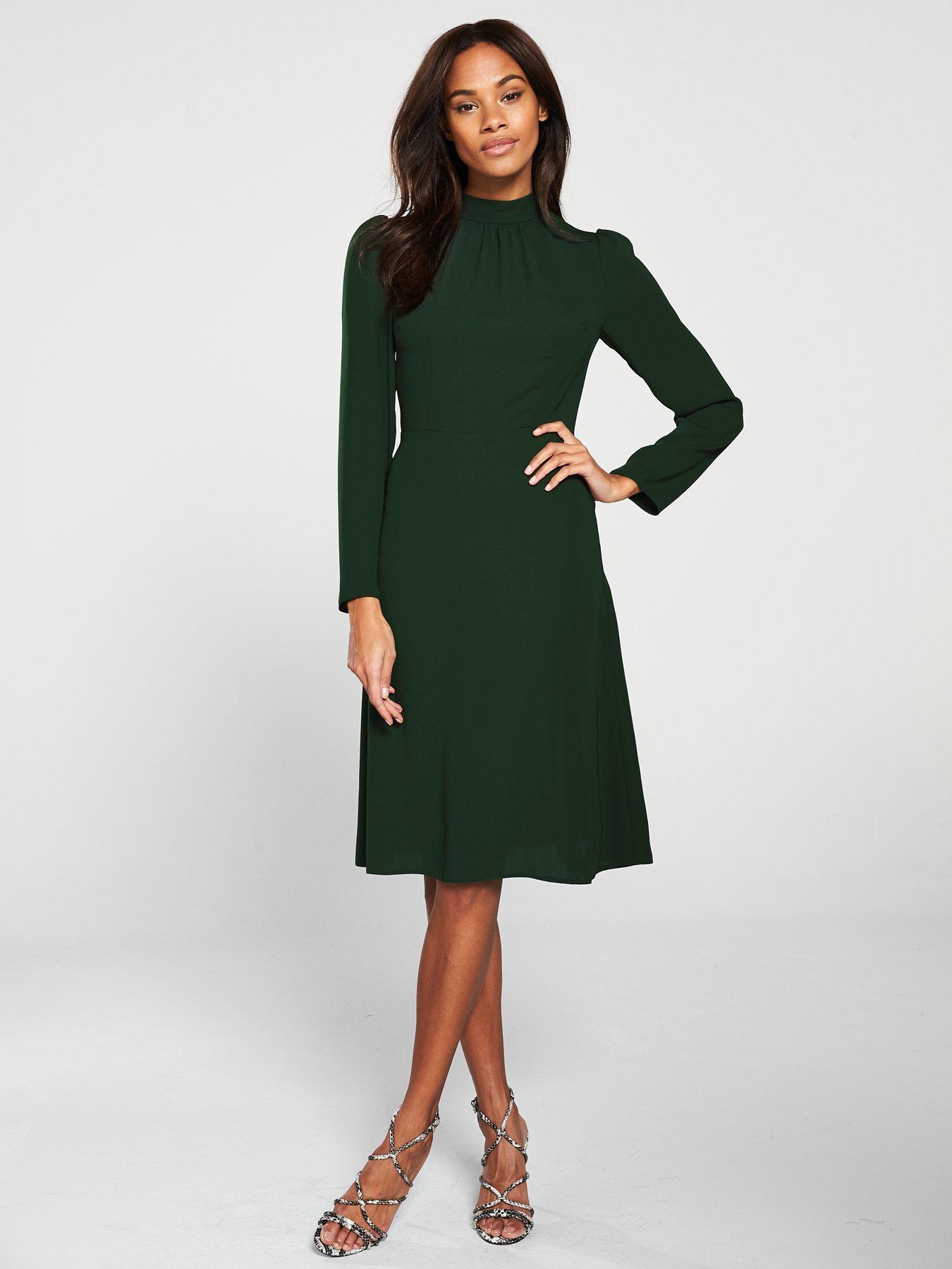 Forest Green Knee Length Dress